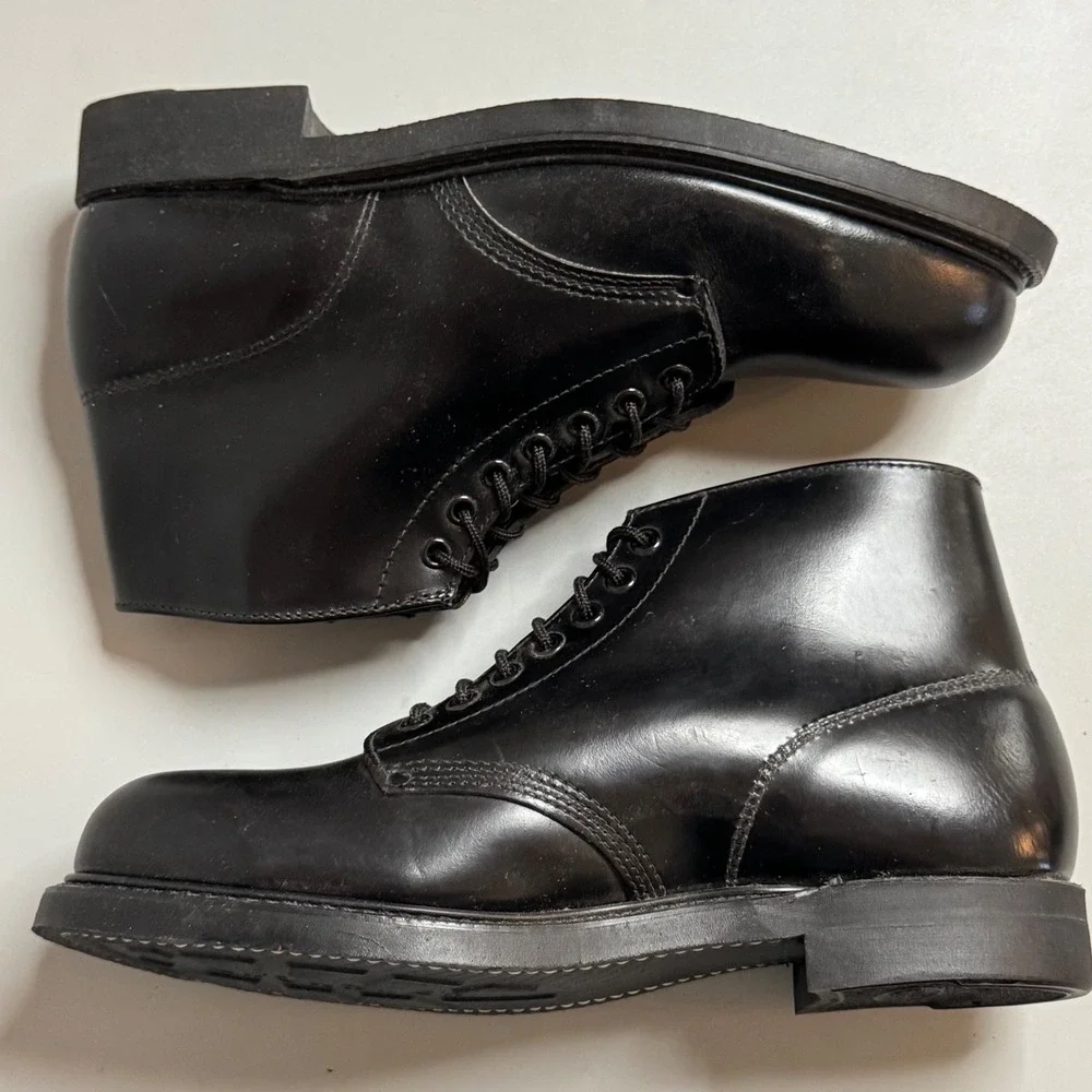Lehigh Vintage Black Leather Steel Toe Safety Boots 8.5 E 31045R037 Work Shoes